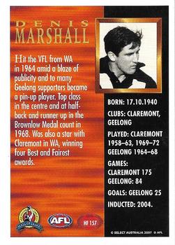 2007 Select AFL Supreme - Hall of Fame Series 3 #HF157 Denis Marshall Back
